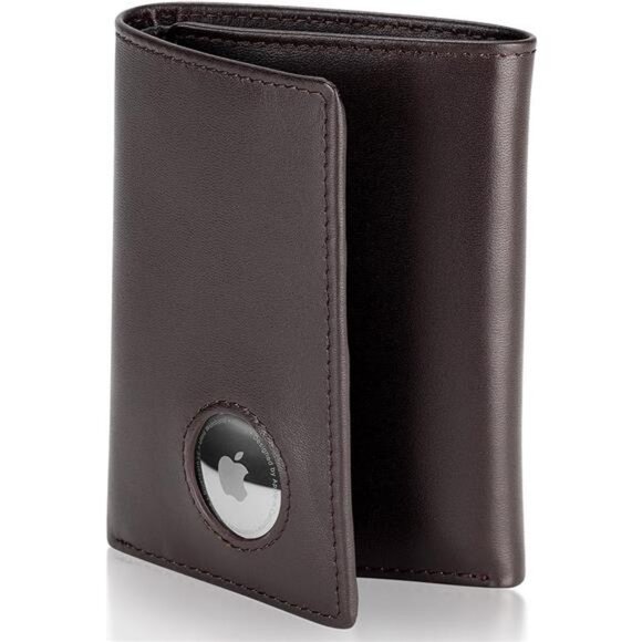 Men's Leather Trifold Wallet with Airtag Holder and RFID Blocking - Picture 1 of 8